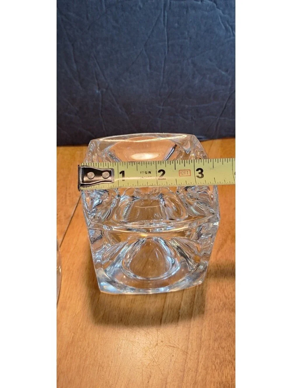 Vintage Czechoslovakia  Handmade Crystal Candle Holder Cubes Set of 2 3.5